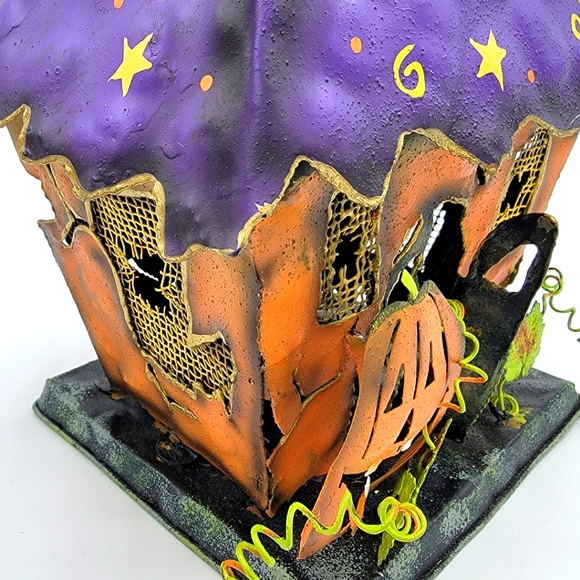 Vintage Halloween / Holiday Metal Haunted House Tea Light Decoration - Picture 4 of 14